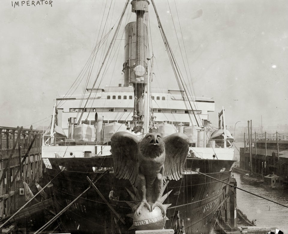 Bronze eagle figure on the bow of the German ocean liner SS Imperator.