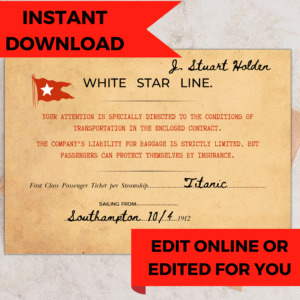 Editable Titanic Boarding Pass | The Shipyard