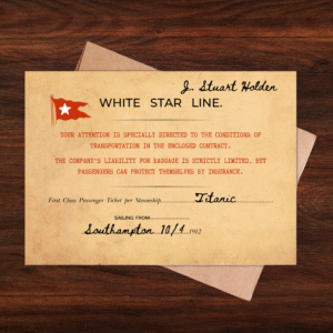 RMS Titanic Original Ticket