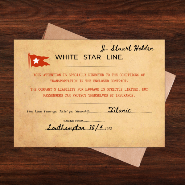 RMS Titanic Original Ticket