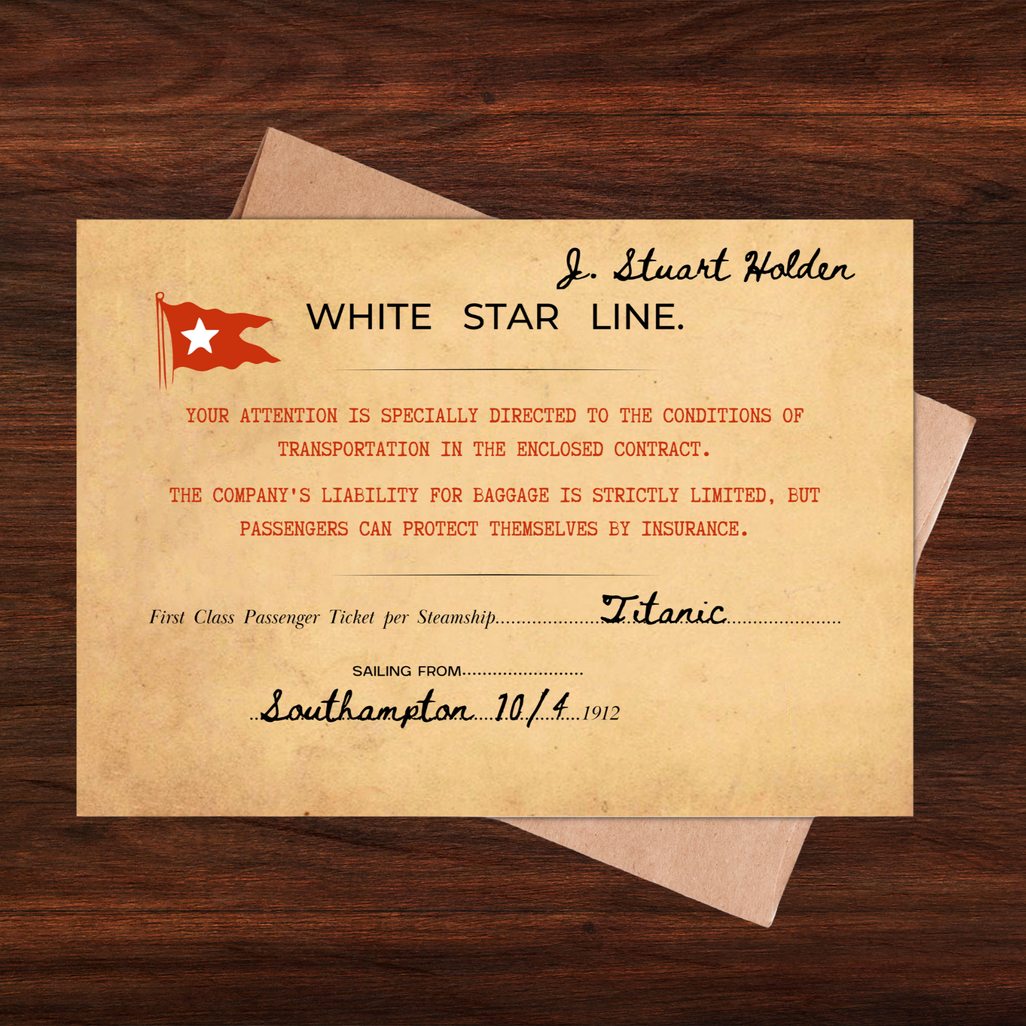 Editable Titanic Boarding Pass