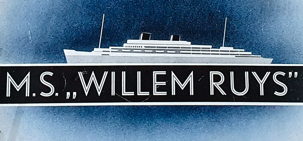 Willem Ruys Ocean Liner vintage travel illustration fom cover of ship brochure