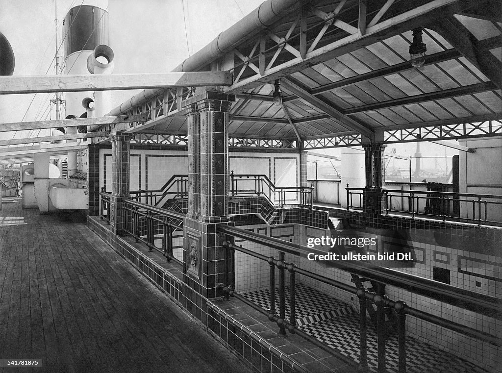 Swimming pool of the German ocean liner SS Cap Polonio. 