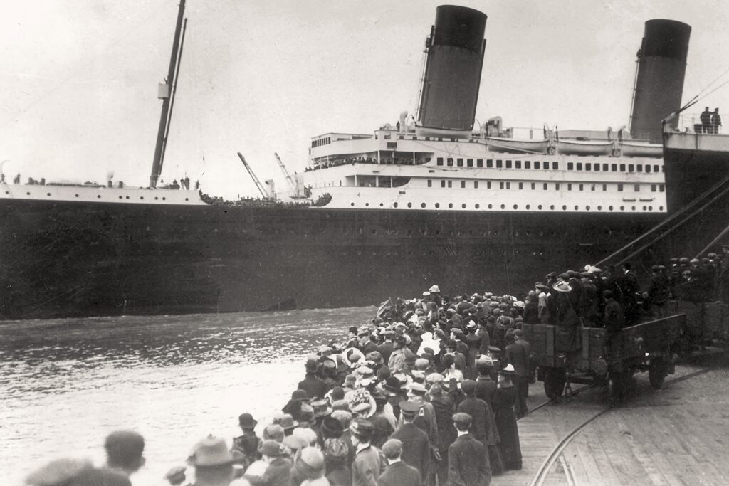 Real photo of the RMS Titanic departing from Southampton Pier 44, 10 April 1912. 