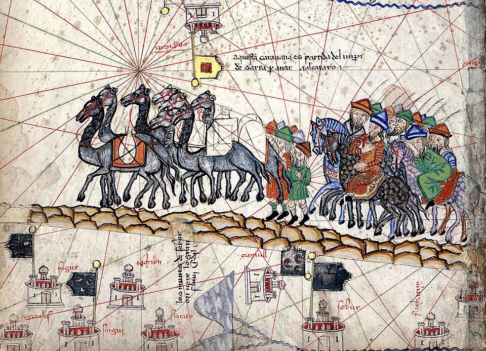 Marco Polo's caravan traveling to India.
