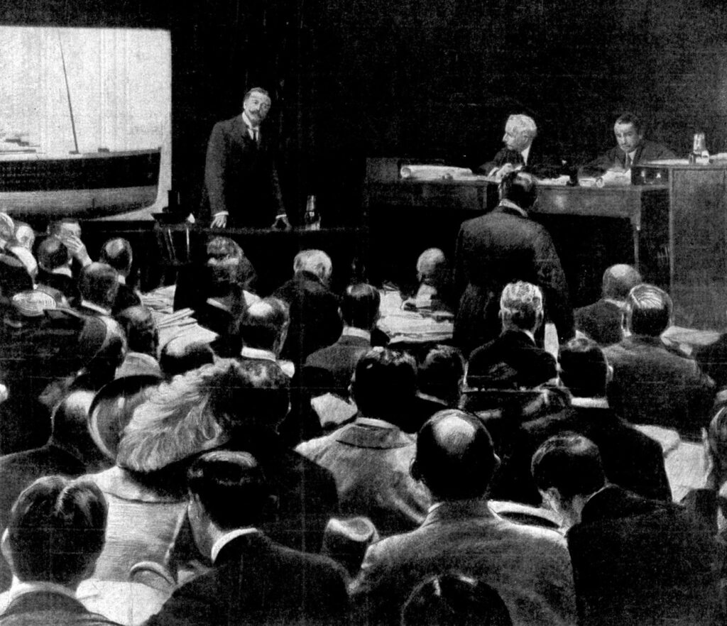 Sir Cosmo Duff Gordon at the British Wreck Commissioner's inquiry into the sinking of the RMS Titanic.