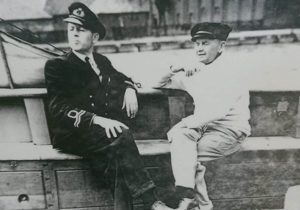 Charles Lightoller (right) with his eldest son Fredrick “Roger” Lightoller. 