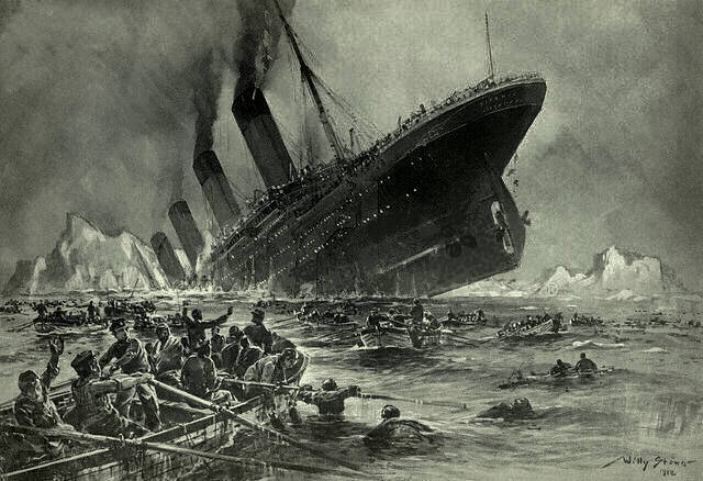 Painting of the Sinking of the Titanic. 