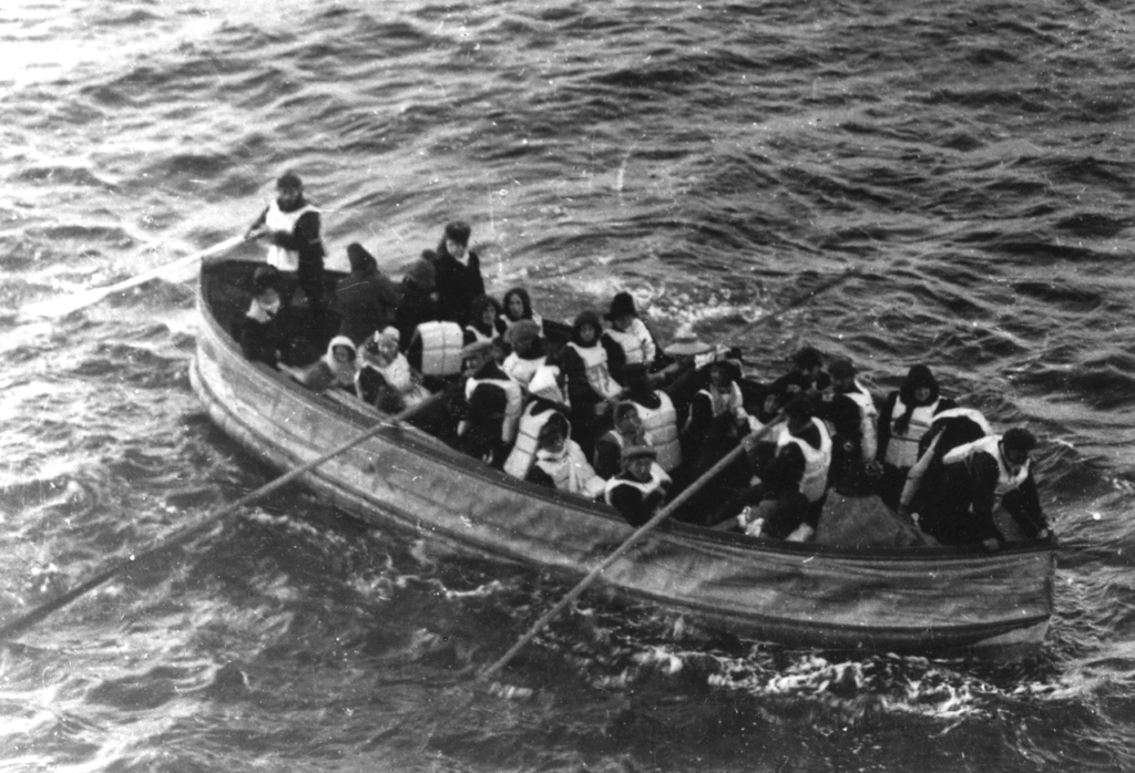 Titanic's collapsible lifeboat D photographed from the Carpathia, 15 April 1912. 