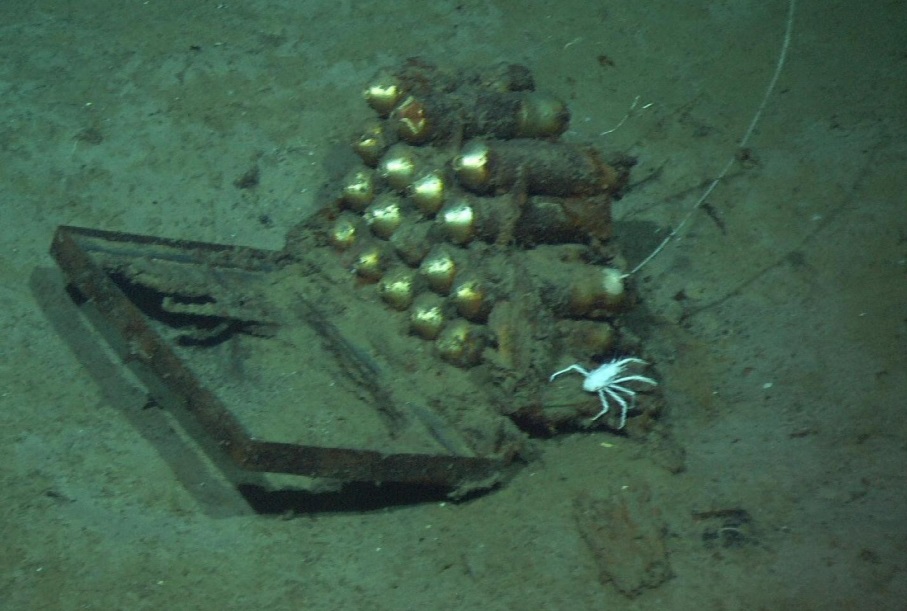 Box of socket distress signals found at wreck site. 