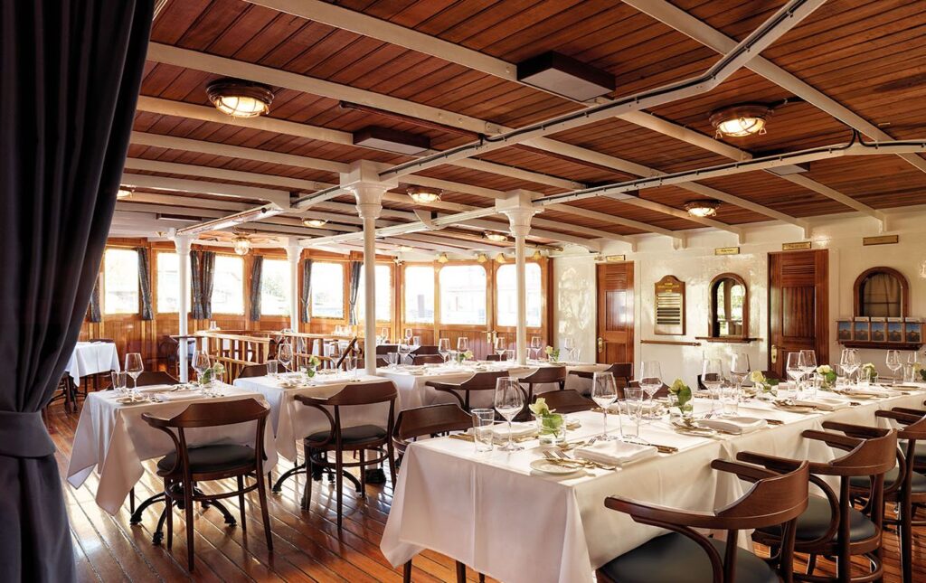 Dining Salon on board the Hohentwiel paddle steamer